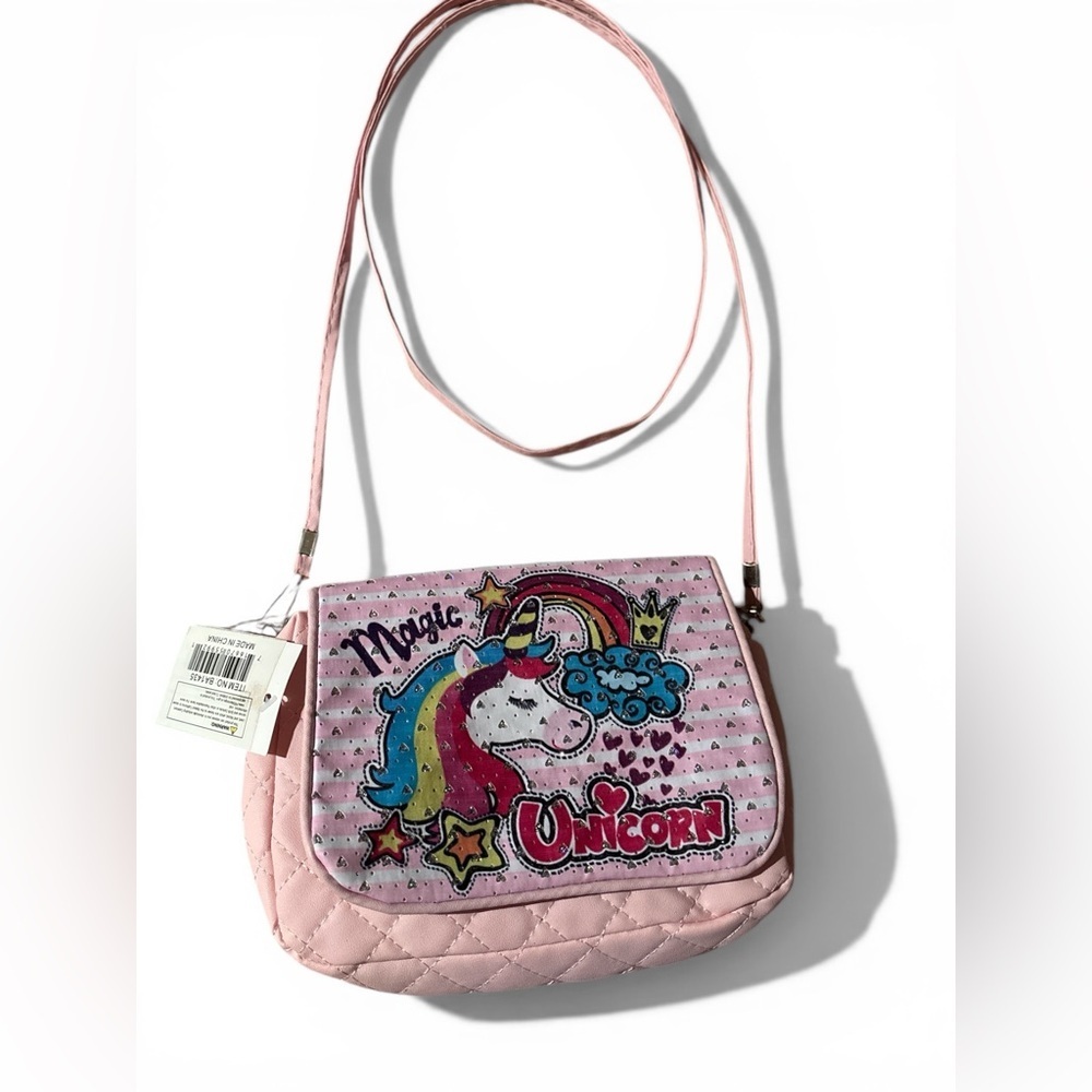 Unbranded Pink Unicorn Quilted Crossbody Bag for Girls